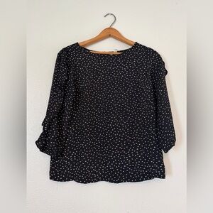 LC by Lauren Conrad 3/4 Long Sleeve Black Blouse sz S Ruffled